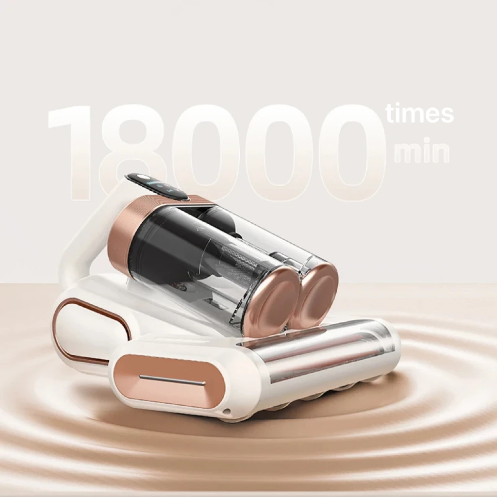 Cordless Mattress Vacuum Cleaner Bed Vacuum Cleaner Rotation Ultrasonic Tech Double-Cup Portable Handheld Vacuum for Sofa Carpet
