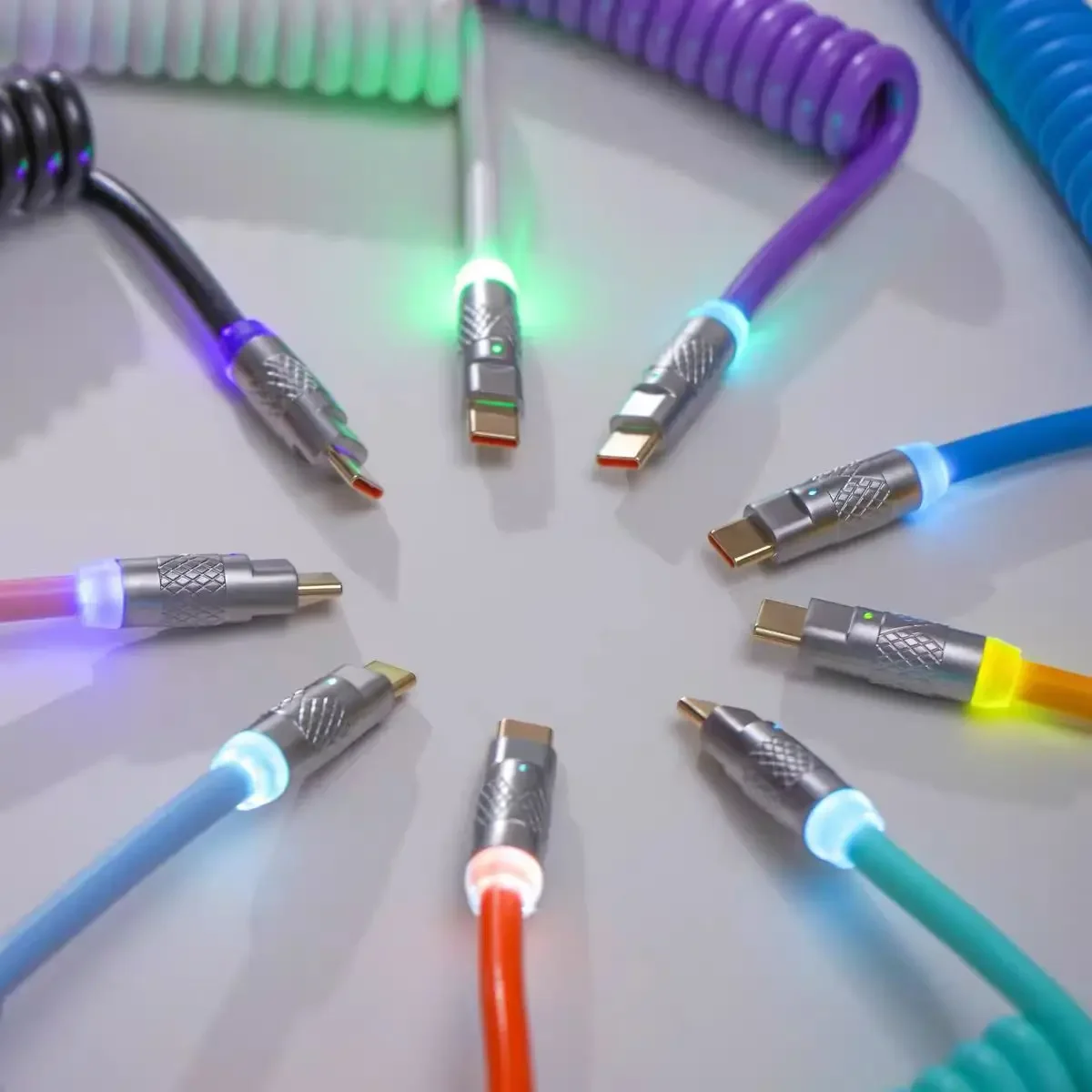 8K Magnetic Axis Mechanical Keyboard Cable PU6.0 Aviation Plug Cable RGB Fast Charging Spiral Line Game Keyboard Accessories