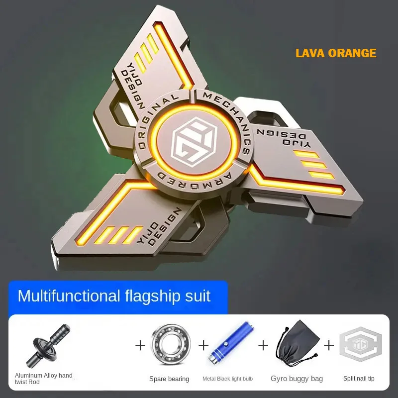 YIJOO Leucht. Metall EDC Fidget Spinner Fidget Spielzeug Stressabbau Druckentlastung. Handspielzeug, cooler Kreisel, Geschenk für Erwachsene für Jungen 6