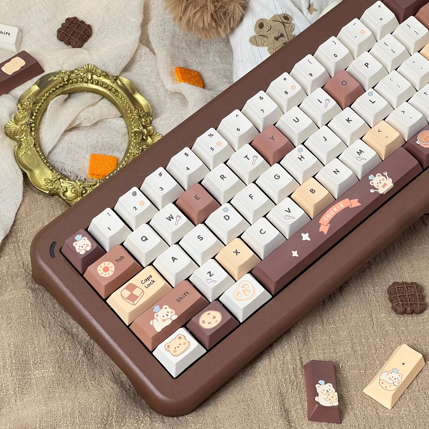 

Колпачки для клавиш Bear Baking Room, оригинальные колпачки для клавиш из ПБТ с пятисторонней сублимацией, оригинальные индивидуальные колпачки для механической клавиатуры