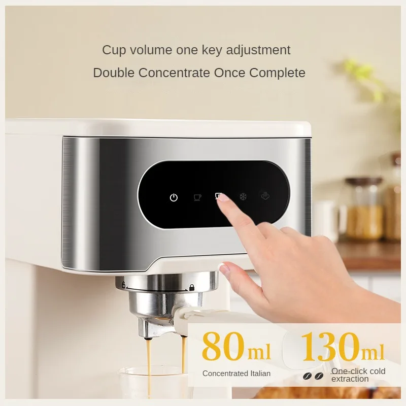 Small Home Coffee Machine Low Pressure Pre-soaking Italian Cold Brew Coffee Machine Multi-function Steam Milk Frother Cappuccino