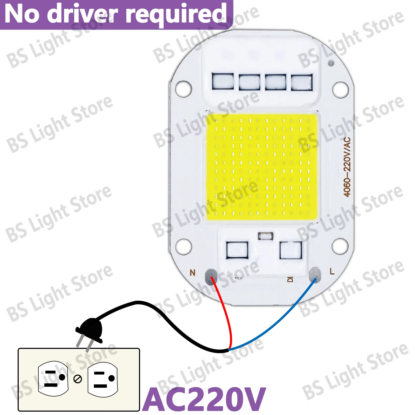 10/20Pcs 50W 220V LED COB Chip high quality No Need Driver  Thickness 1.4mm Flood light Led chip Bulb Spotlight Outdoor white