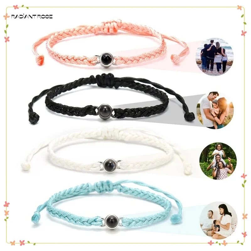 Pulsera de proyección de foto personalizada, brazalete personalizado para pareja, regalos de joyería de Navidad, personalidad de moda