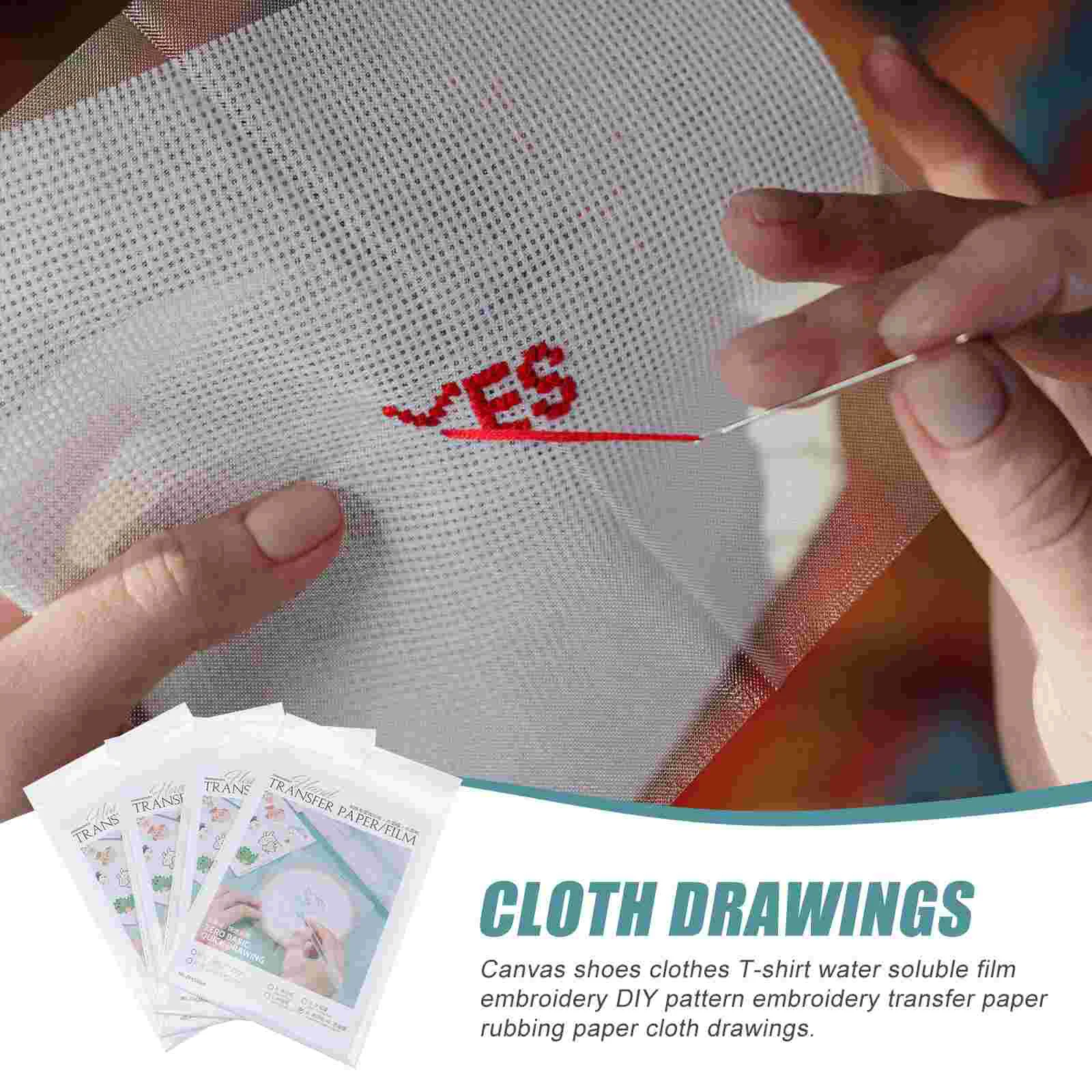 16 Pcs Water Soluble Film DIY Embroidery Water-Soluble Blouses Cross Stitch Craft Making Transfer Paper Sewing Supplies Child