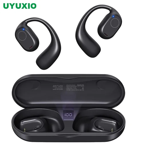 Imagen 1 del producto UYUXIO Auriculares abiertos Bluetooth 6,0 Auriculares deportivos inalámbricos con pantalla digital 40 horas de reproducción Auriculares para viajar