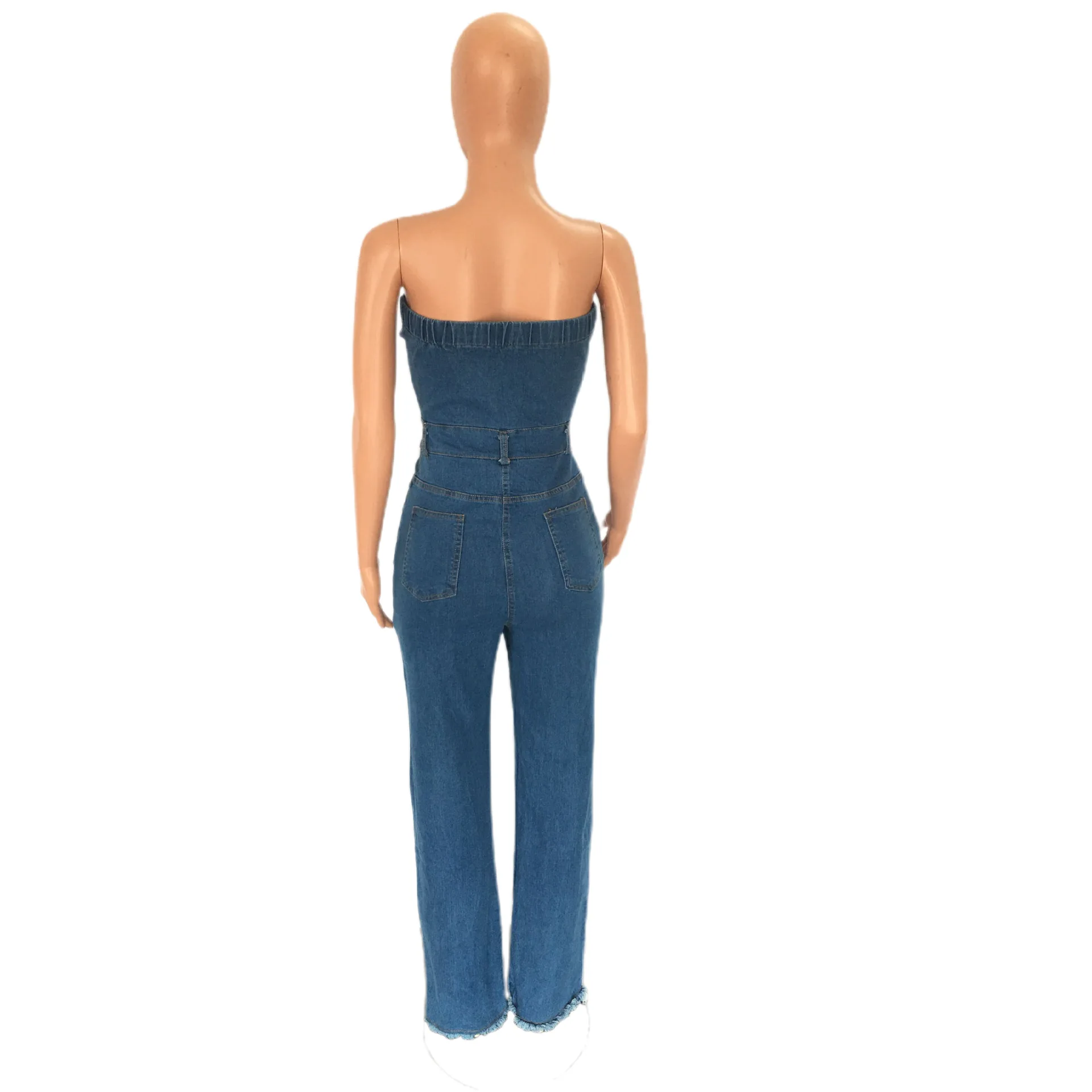 Women\'s Strapless Sling Jumpsuit, Slim Fit, Flared Jeans, New