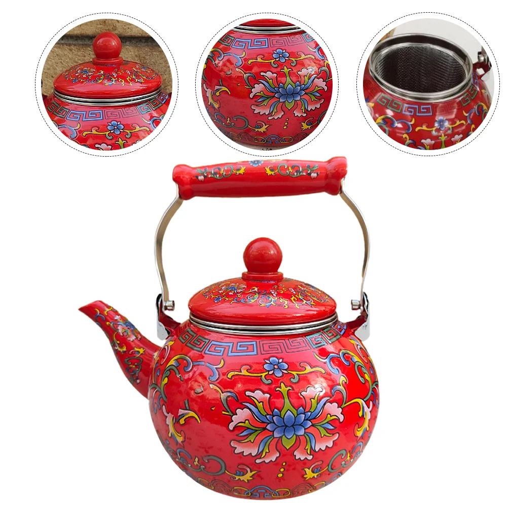 Enamel Kettle Stainless Steel with Whistle Gas Stove Electric 110v Teapot Kitchen Water Decorate Office