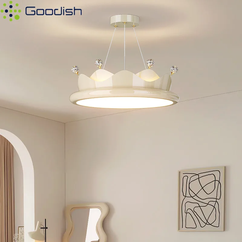 Lustre romantique couronne rose princesse lampes suspendues modernes Art décoration de la maison lampes suspendues pour chambre d'enfant chambre de fille