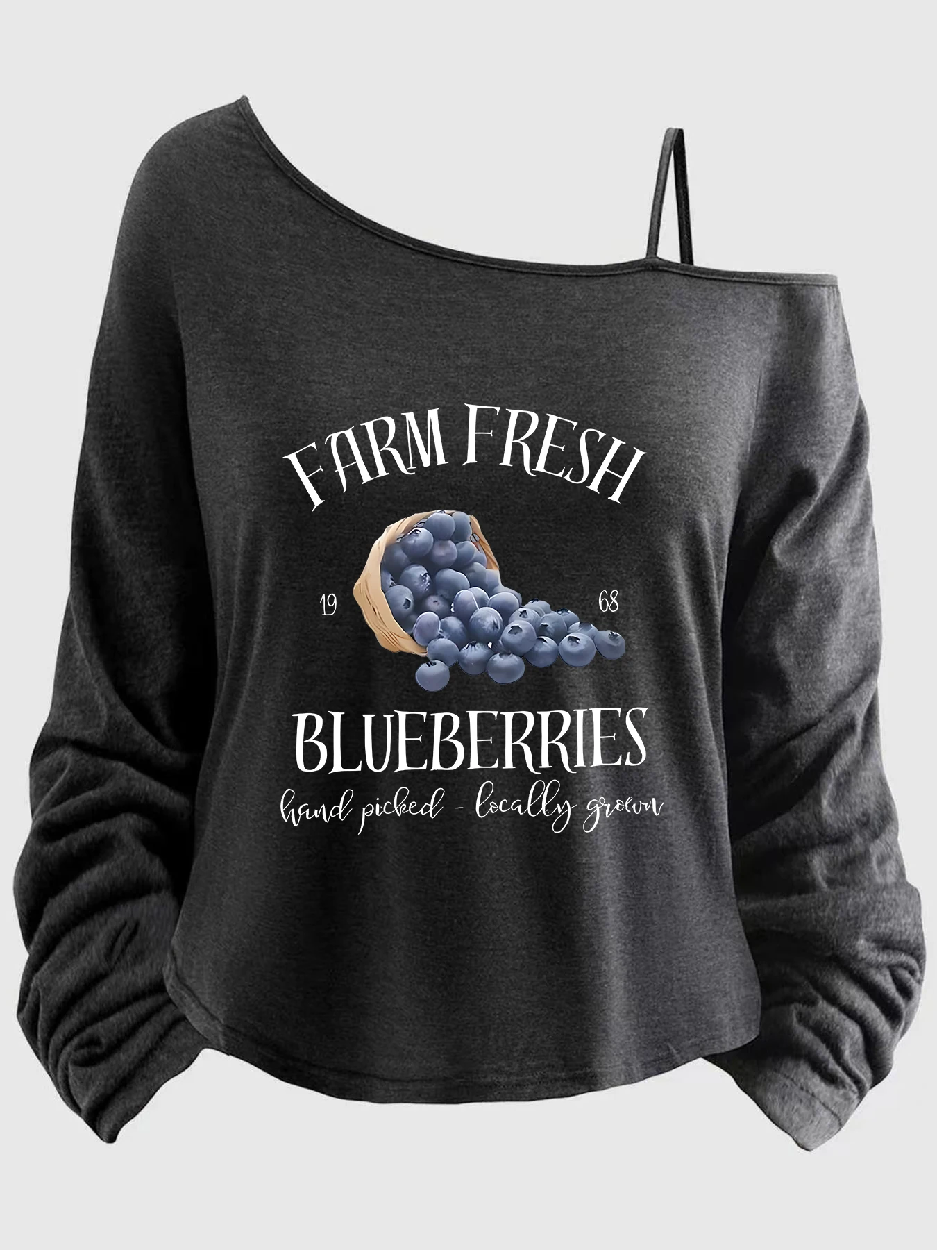 

Женский топ больших размеров с принтованными рукавами, тонкими бретелями, асимметричным вырезом, размеры 1-8XL, с надписями (XT).