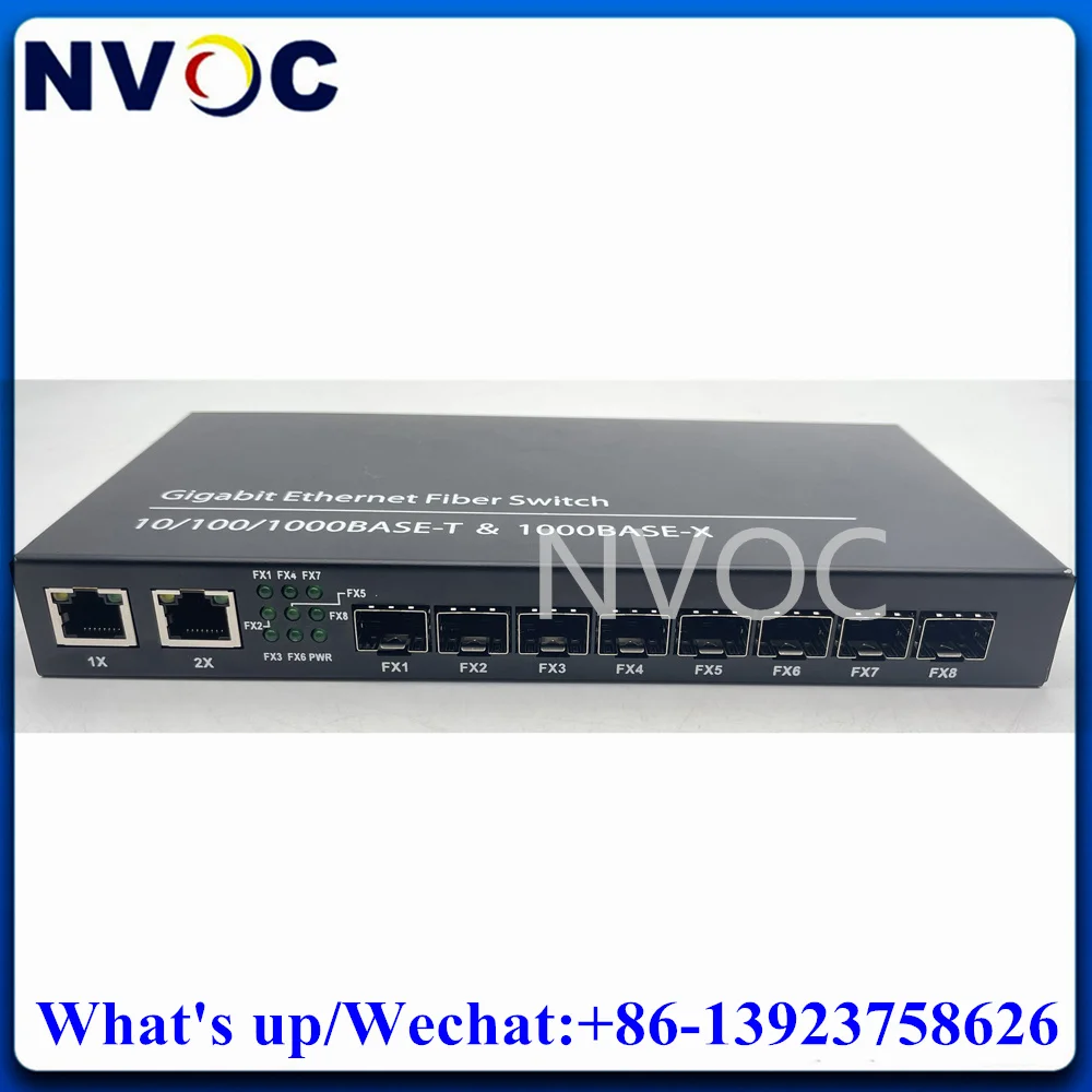 

Multi 8SFP to 2RJ45 Ethernet Fiber Switch,8*SFP 1000M FX to 2*100/1000M TX,Commercial Type Fibre Optical Converter with Slot