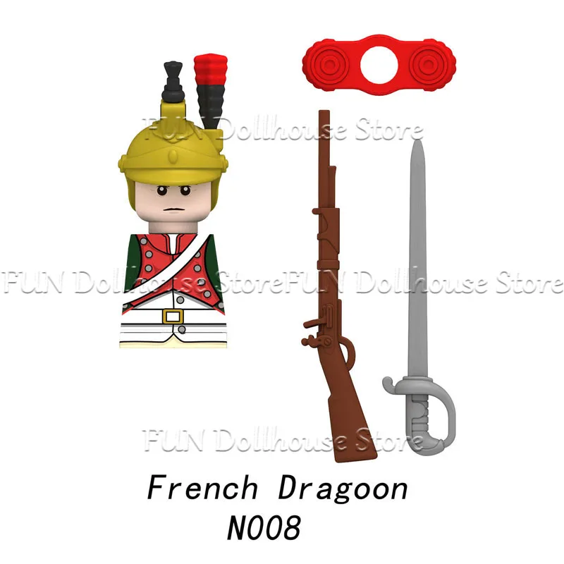 Mittelalterliche Militär-Figuren aus den Napoleonischen Kriegen, Bausteine für Britische, Französische und Preußische Infanterie, Ritter, Generäle, Waffen, Spielzeug