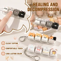 Cute Cat Relax Button Keycap, Kawaii Cat 4-Key Keyboard Fidget Toy for Friends Gift, Portable Fidget Keychain Fashion Bag Charm 6