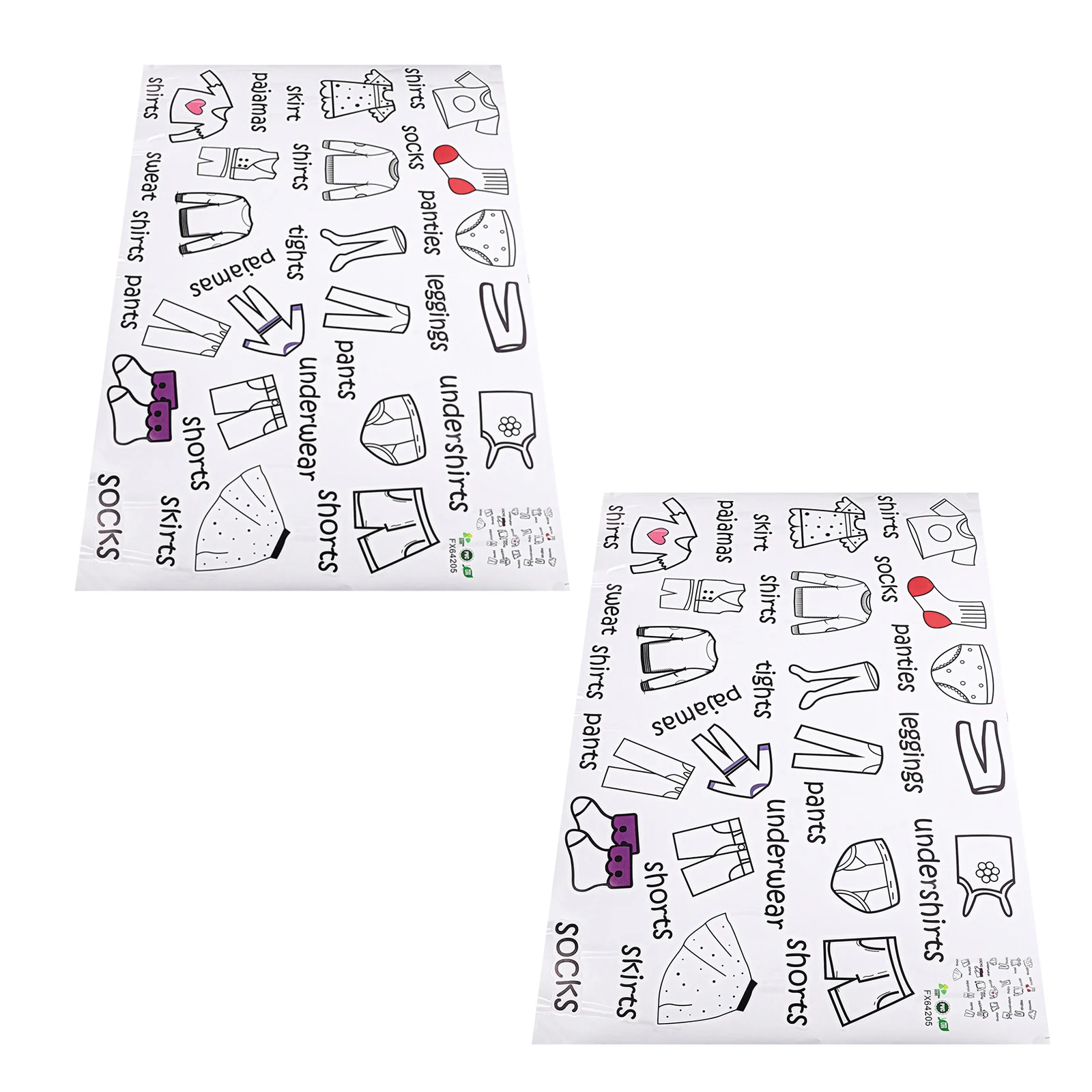 

2 Sheets Wardrobe Stickers for Clothing with Self Adhesive Design Removable Clothes Label Decal Easy Dresser Clothing Decals