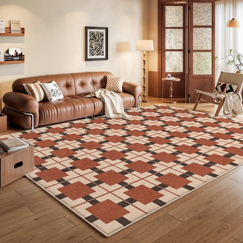 

Carpet for Living Room Large Area Geometric Checkered Print Bedroom Rugs Modern High-end Simple Coffee Table Mats Alfombra Tapis