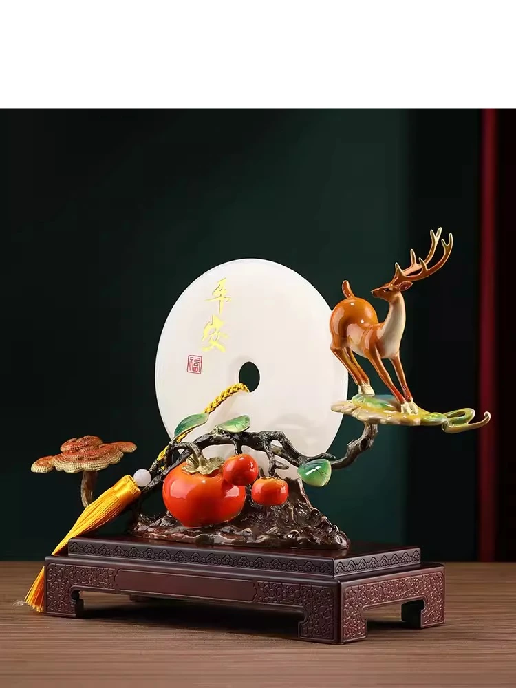 Safe buckle deer, persimmon ruyi ornaments, living room entrance, home decoration, housewarming, new home gifts