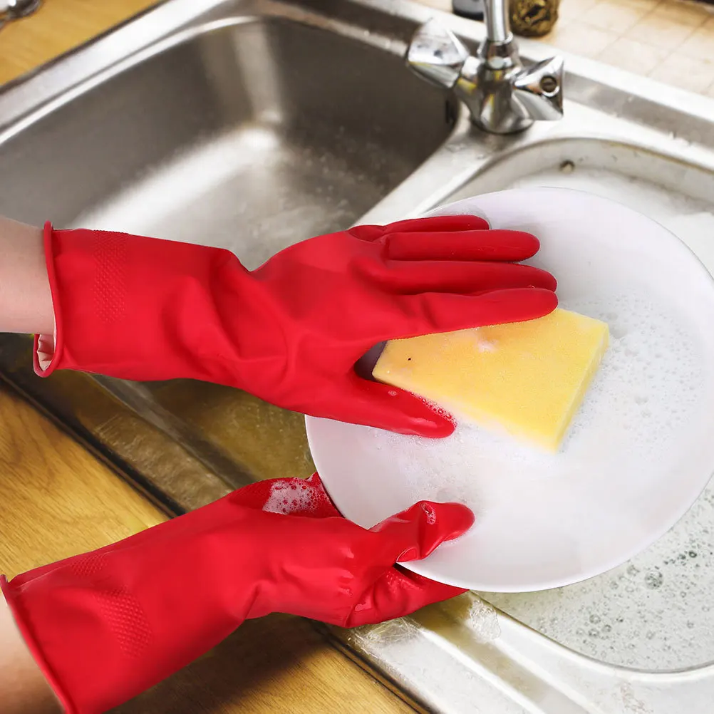 

3Pairs Kitchen Gloves for Washing Dishes Latex Cleaning Gloves Medium Size Waterproof Non Slip Household Cleaning