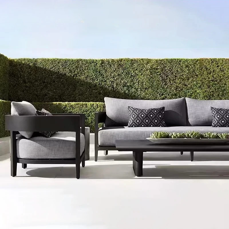 Factory Sales Modern Outdoor Waterproof Garden Furniture Aluminum Lounge Sofa Set 3-piece Outdoor Terrace Furniture With Cushion
