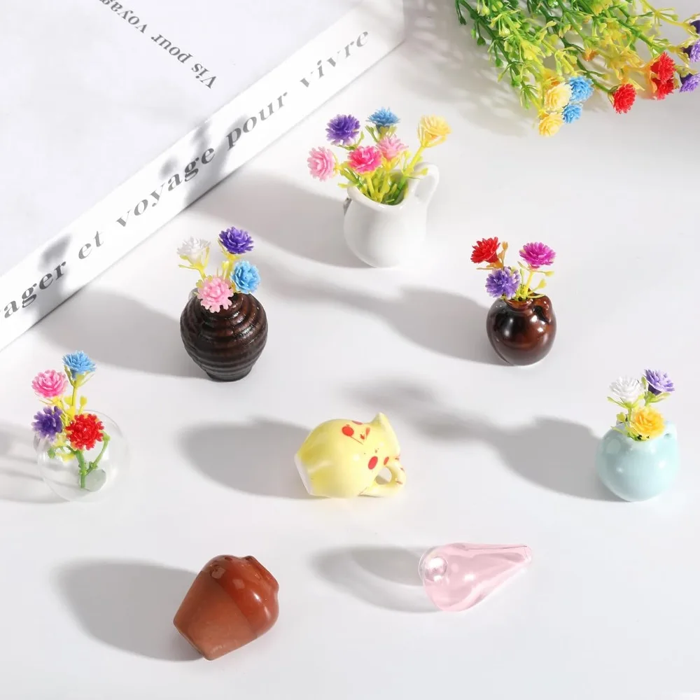 

8 mini ceramic vase magnets, miniature 3D vase magnets, cute magnets for kitchen and refrigerator
