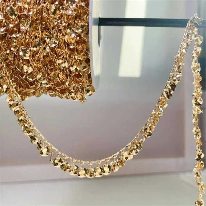 2Meters New No Fade Weave Round Sequins Copper Chains DIY Tassel Chain Jewelry Making Necklace Crafts Garment Accessories