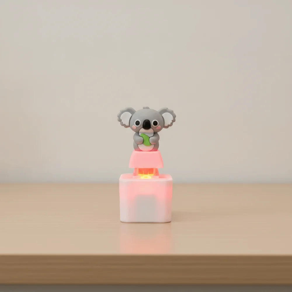 Rechargeable Fidget Button Key Chain Sounding Clicky Animal Keycap Portable Durable-ABS Sound Light Key Ring Desk Fidgeting