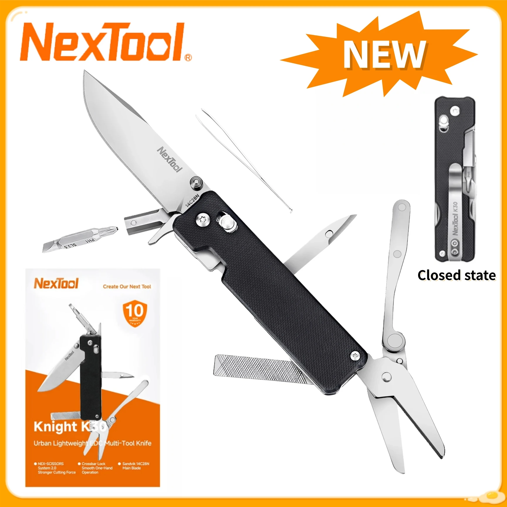 

Nextool 11 In 1 K30 Pocket Knife Multitool Knight EDC Knife Outdoor Folding Knife Mini Portable Folding Scissors File Hand Tools