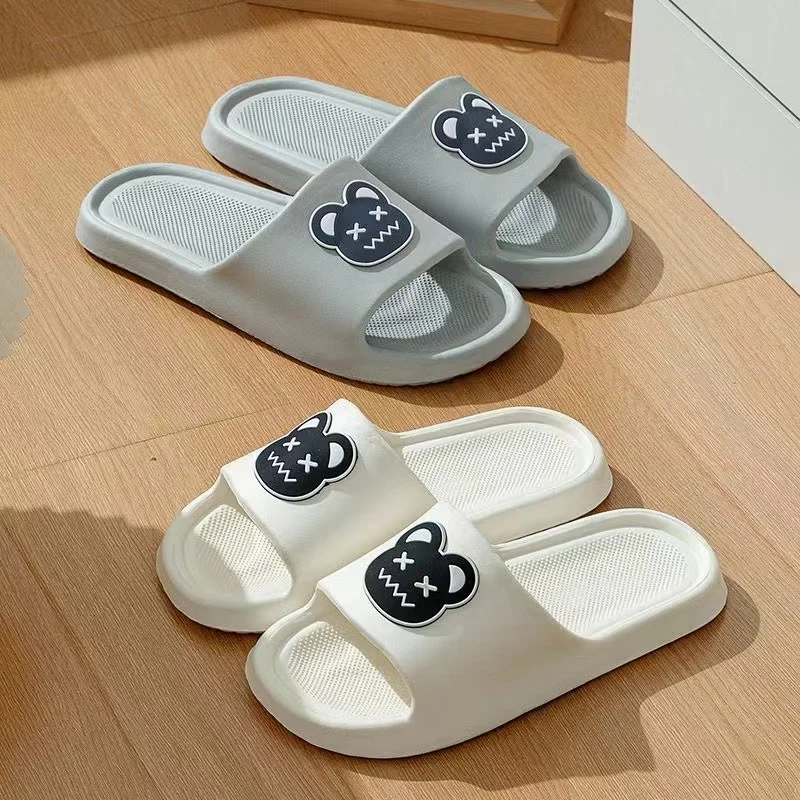 Women's Slippers Indoor Bathroom Summer New Anti-slip and Anti-odor Thick Sole Cartoon Bear Slippers Men's Home fashion Slippers