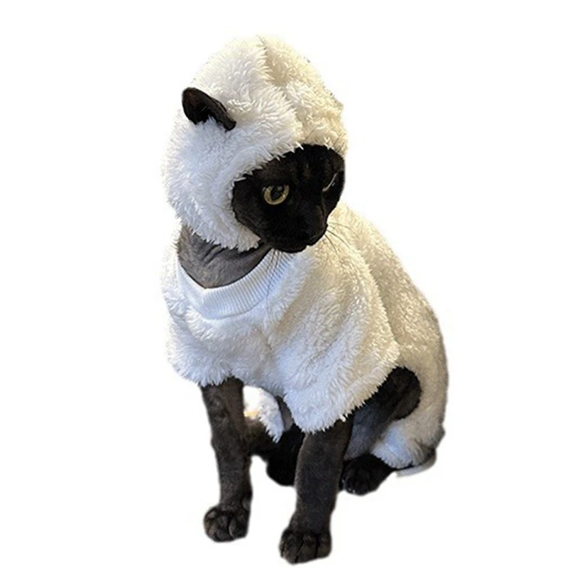 Cute Hairless Cat Clothes, Turn Your Cat Into A Sheep Pet Sweater Sheep Design Pet Clothes Pet Hoodie