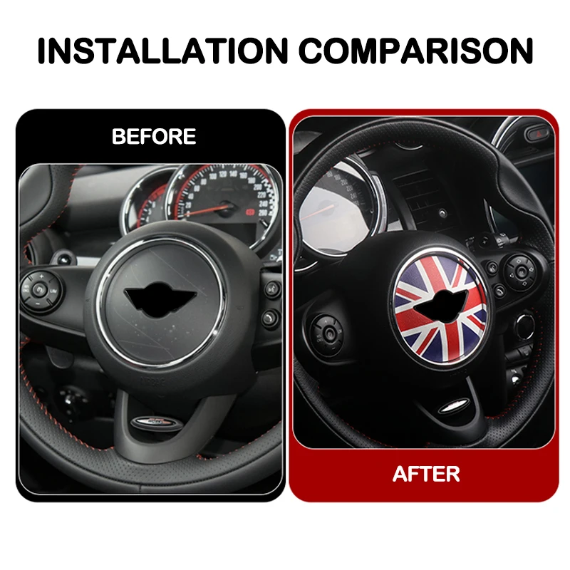 Car Steering Wheel Center Sticker Decals For Mini Cooper F55 F56 F57 F60 R55 R56 R50 R52 R53 Leather Interior Car Accessories