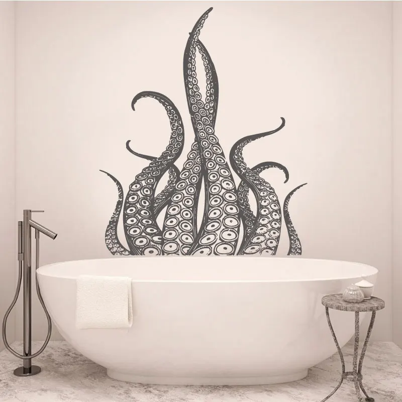 Kraken Octopus Tentacle Vinyl Wall Sticker Nordic Crusu Mythology Monster Home Bedroom Bathroom Decoration Door Decal Mural 
