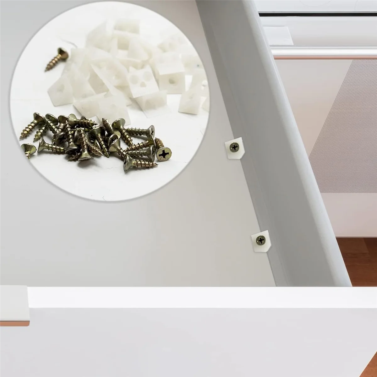 New 50 Pcs Drawer Supports, White Plastic Drawer Bottom Sagging Repair Fixing Mending Wedges with Screws for Furniture