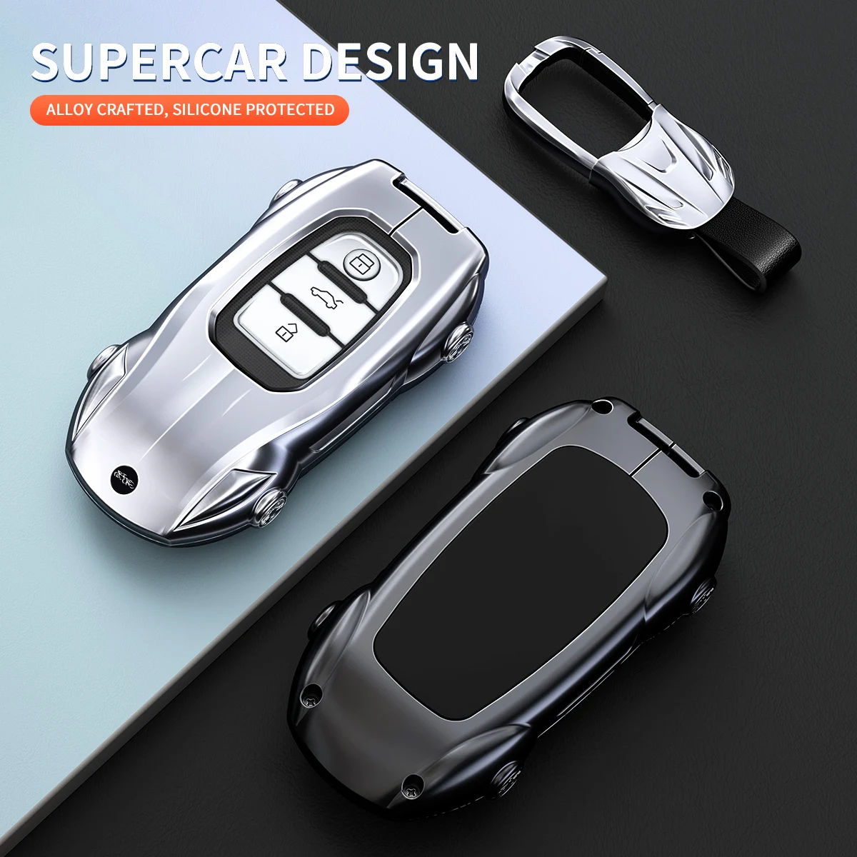 Zinc Alloy Sports Car Shape Key Cover for Audi A3 A4L A5 A6L A7 A8 Q3 Q5L Q7 Q8 Smart Remote Key Case