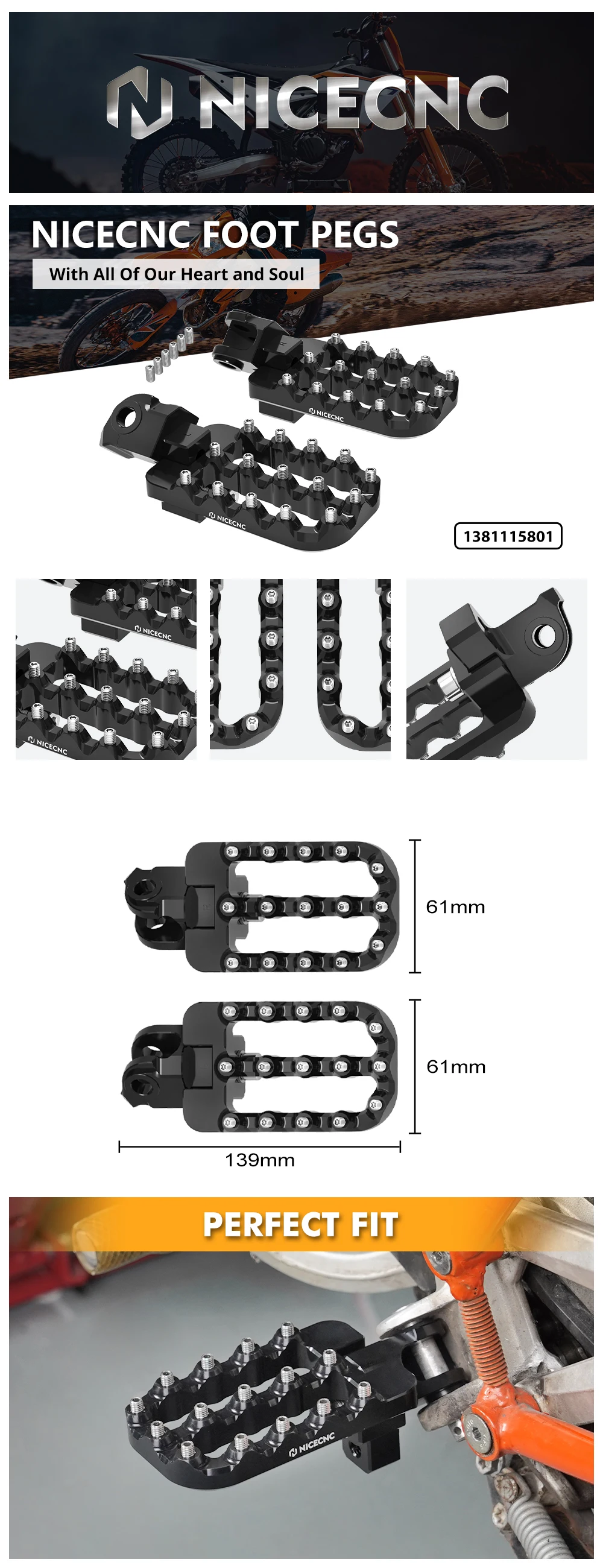 Fußrasten-Fußrasten unten 20 mm für KTM 690 Enduro R SMCR 790 890 Adventure/R 950 990 Adventure 1050 1090 1190 1290 Adventure R S T – Detail 2