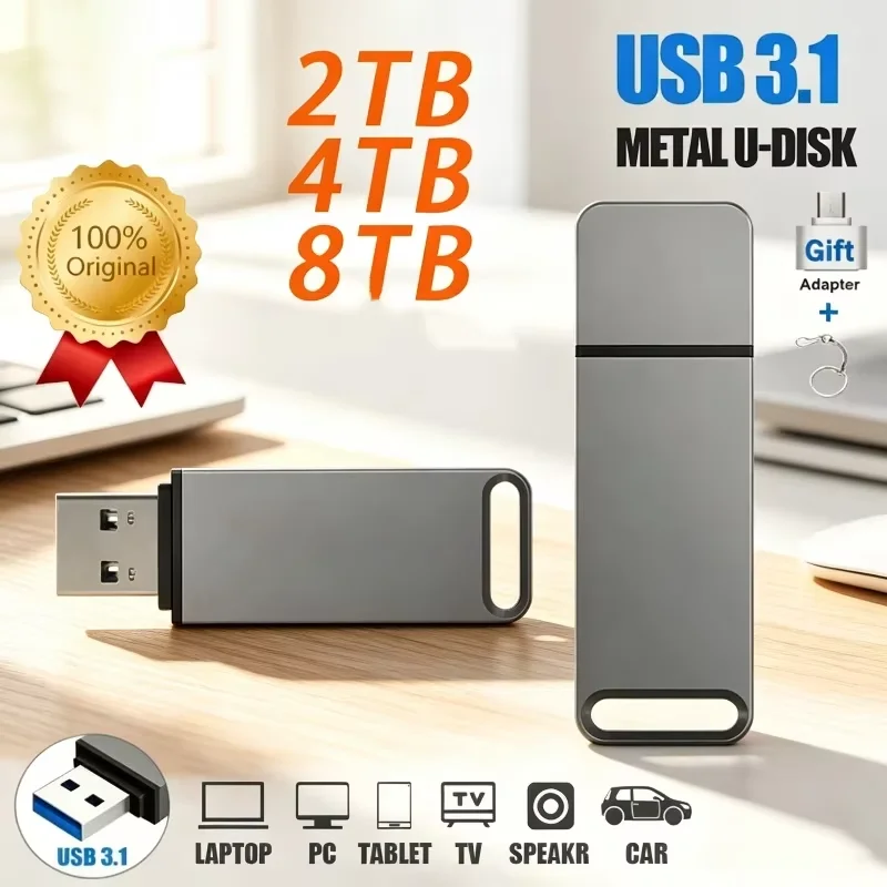 Original Pen Drive USB 3.2 Flash Drive High-Speed Pen Drive Metal USB Memory For Computer Storage Device 8TB Car Music Adapter