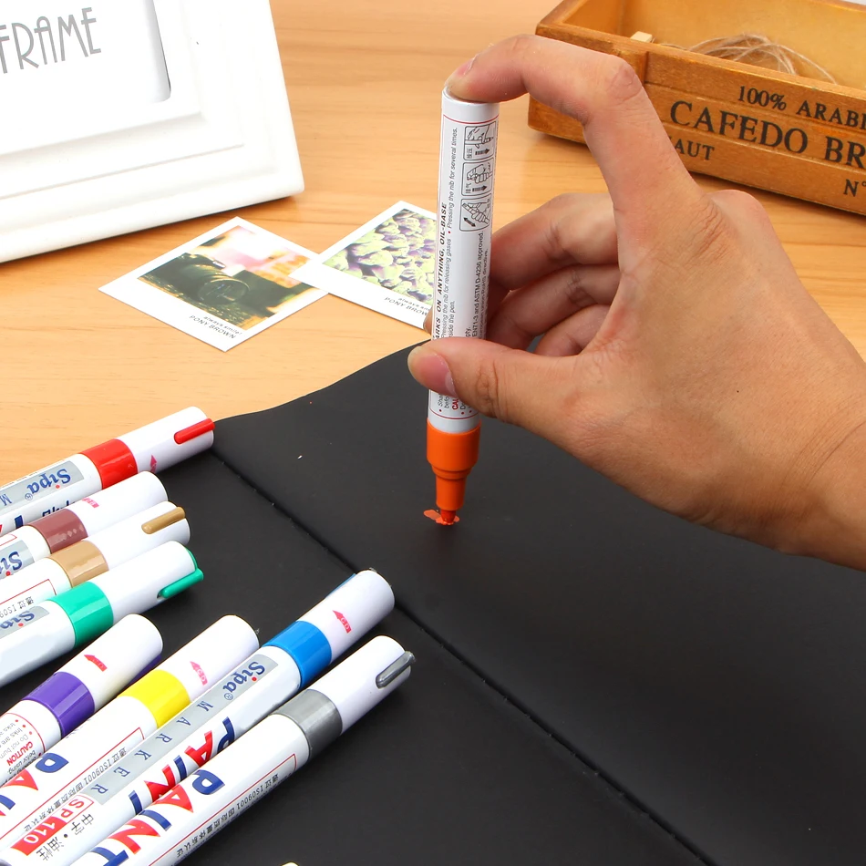 1 Pcs 12 Colors Waterproof Car Tyre Tire Tread Rubber Metal Permanent Paint Marker Pen Stationary Painting Supplies