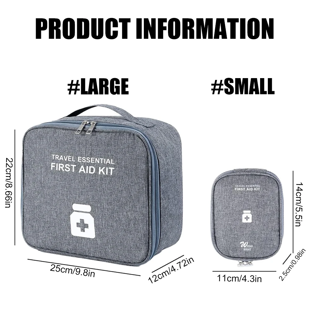 1PCS Portable Empty First Aid Kit Bag, Lightweight Medical Supplies Organizer for Outdoor, Travel, Sports, Home and Car Use