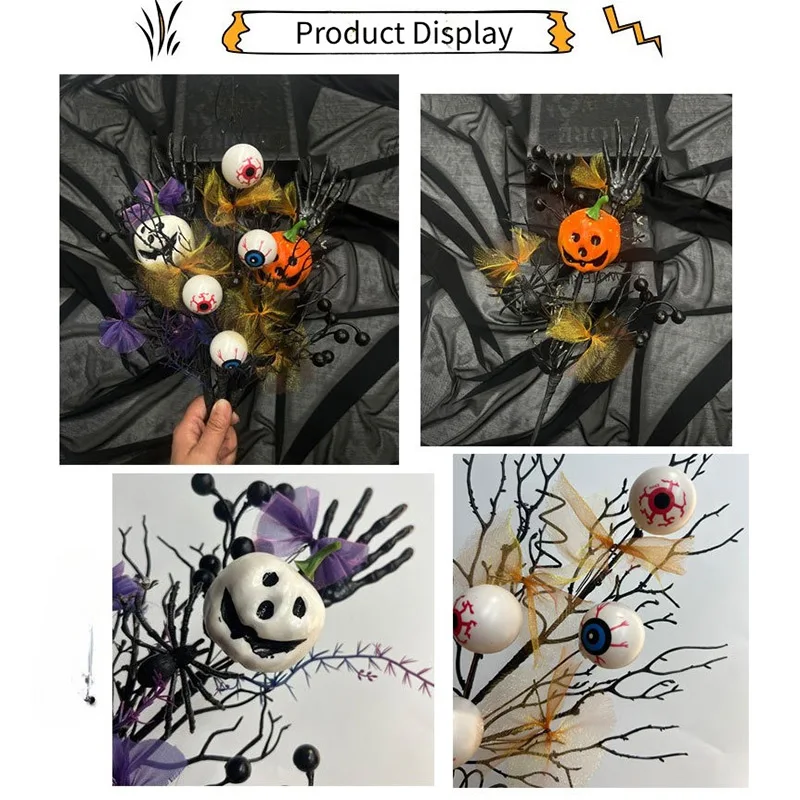 1/3 قطعة فرع زهرة اليقطين الرعب الأسود الجديد للهالوين-مثالية لزينة الهالوين، وزخارف حفلات مهرجان الأشباح