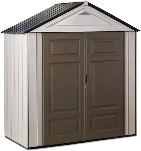 Resin Outdoor Storage Shed With Floor (7 x 3.5 Ft.), Weather Resistant, Brown/Grey, Organization for Home/Lawn Mower