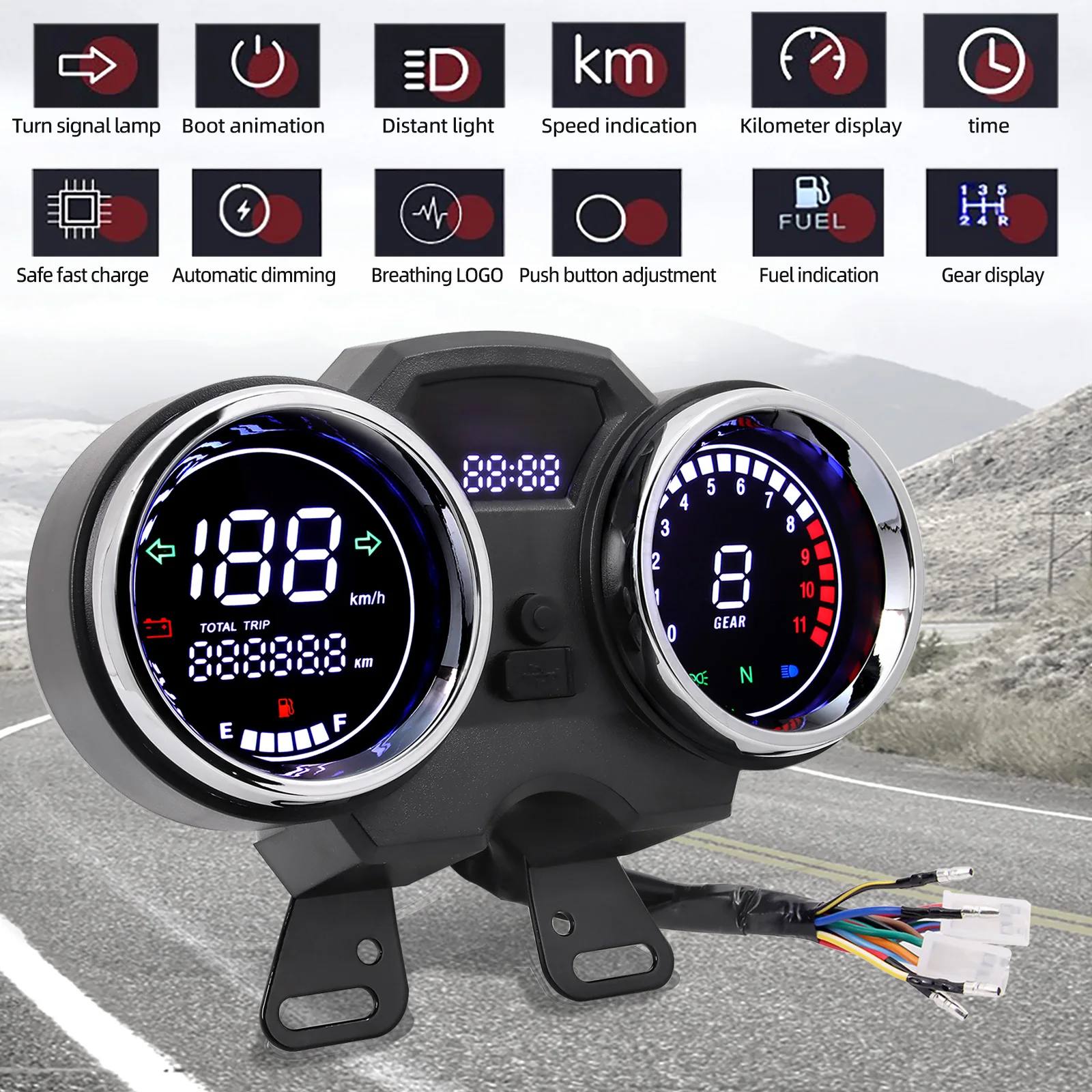 Motorcycle Digital Meter Assembly Screen Display Dashboard Modification Accessories For Suzuki GN125 GN150 GN 125 EN125 GSX125