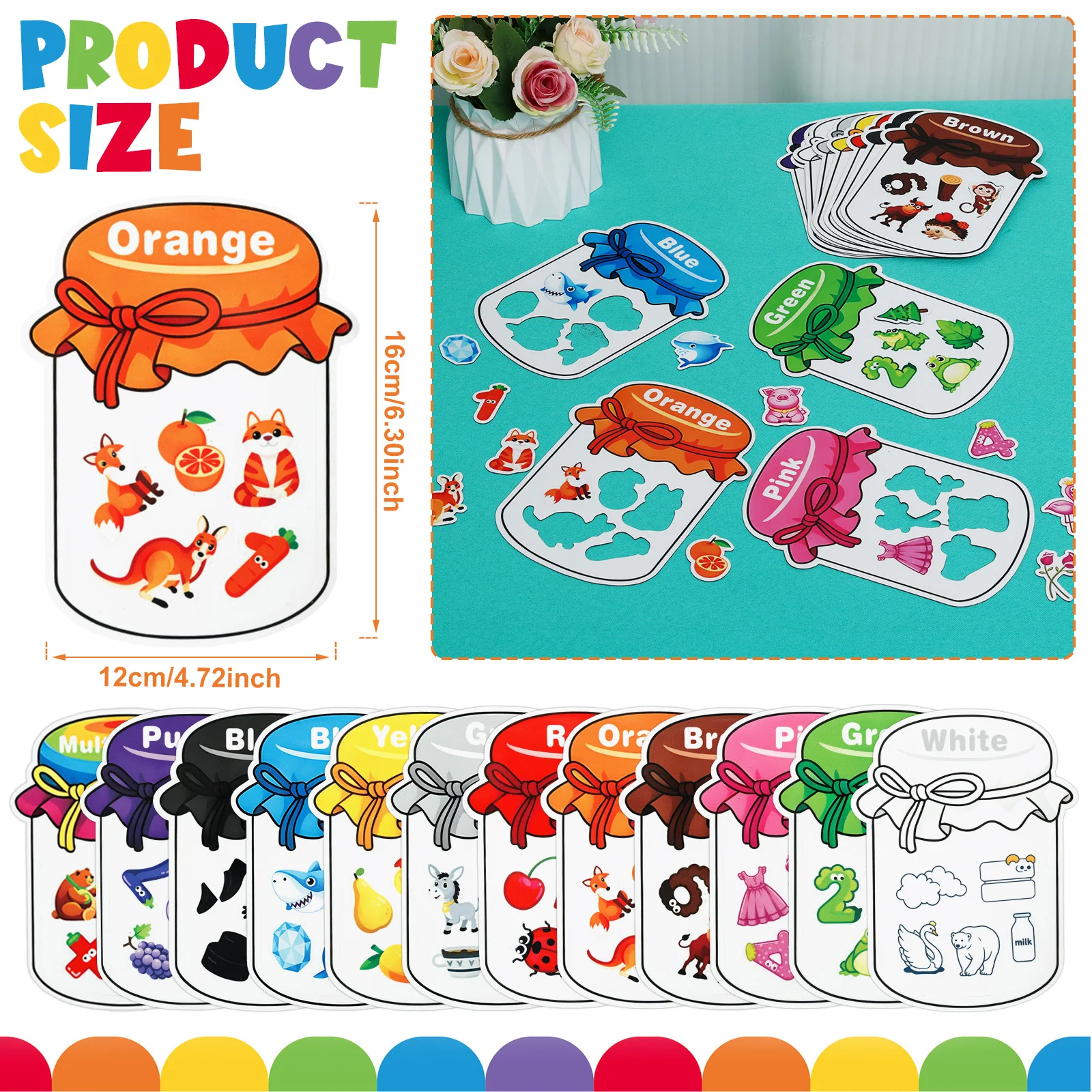 12Pcs Magnetic Color Sorting Set Educational Color Sorting Fridge Magnet Magnetic Colors Sorting Toy for Whiteboard Refrigerator