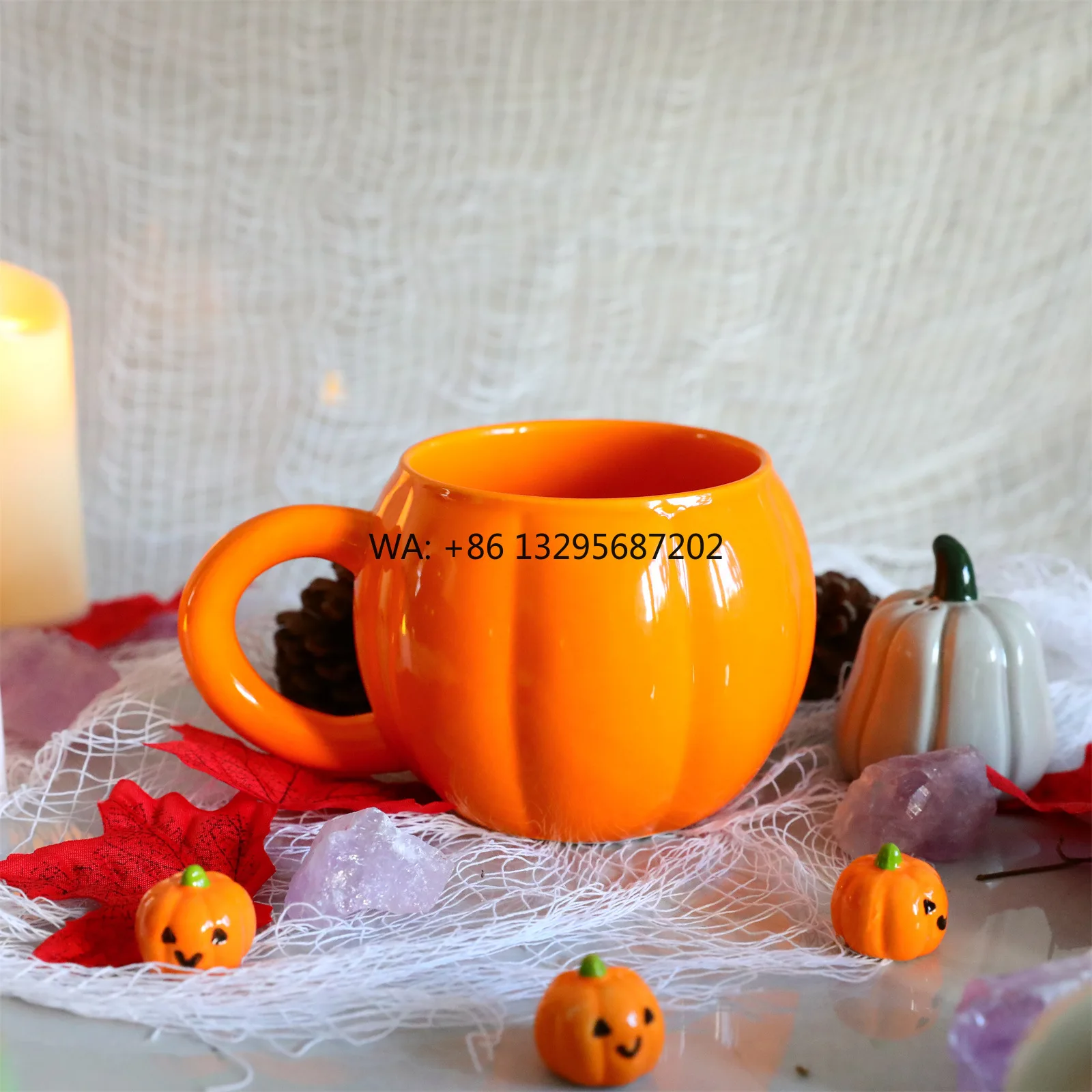 

Cross Border Novelty Halloween Ceramic Pumpkin Cup for Breakfast Milk Oat Holiday Decorations and Gift Mugs