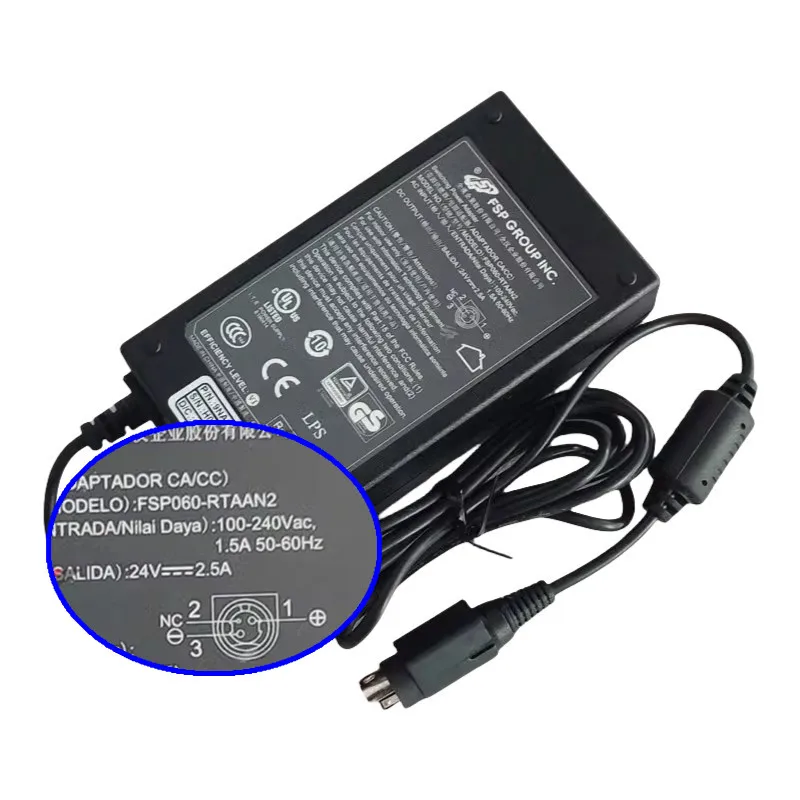 Genuine FSP FSP060-RTAAN2 24V 2.5A 60W 3-PIN AC Adapter FSP060-RAA Charger Printer POS Cashier Power Supply Original