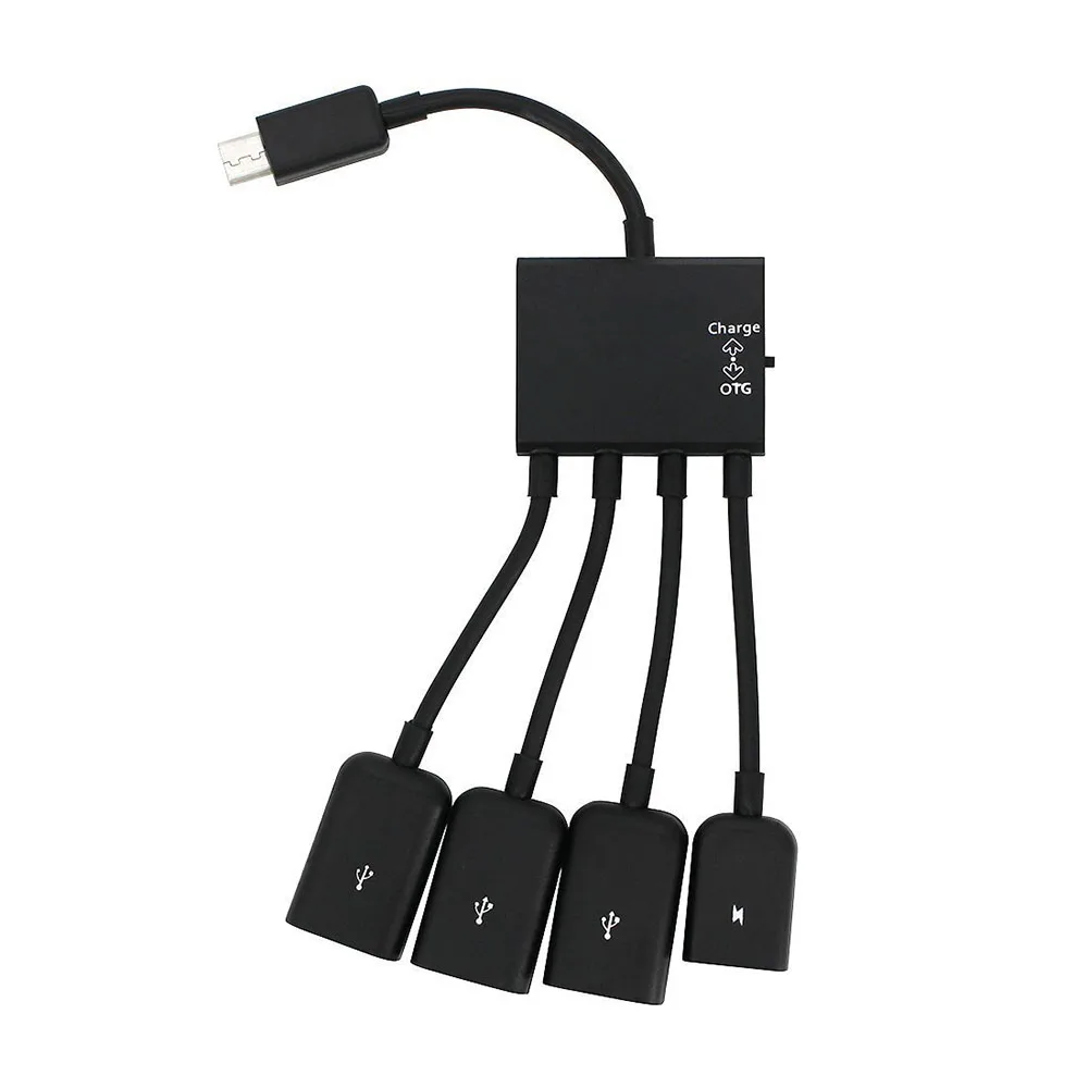 Hot 4 Port Micro USB Type-c Power OTG Extender Hub Cable Black For Android Tablet Smartphone U disk Mouse Accessories