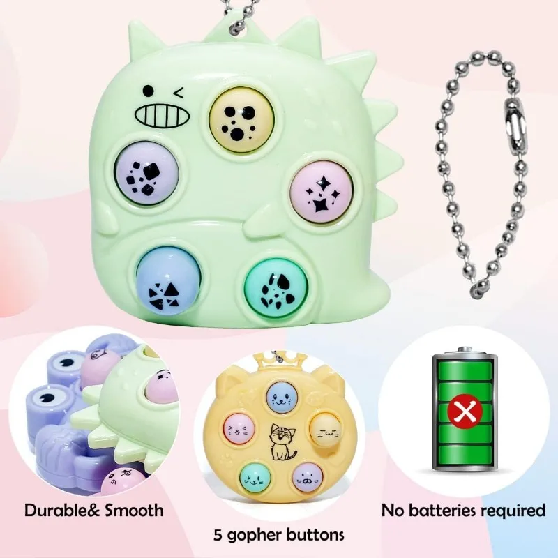 Mini Game Keychain Hamster Memory Game Fidget Toy for Kids Adult Handheld Game Whack-a-mole Stress Relief for Child Adults