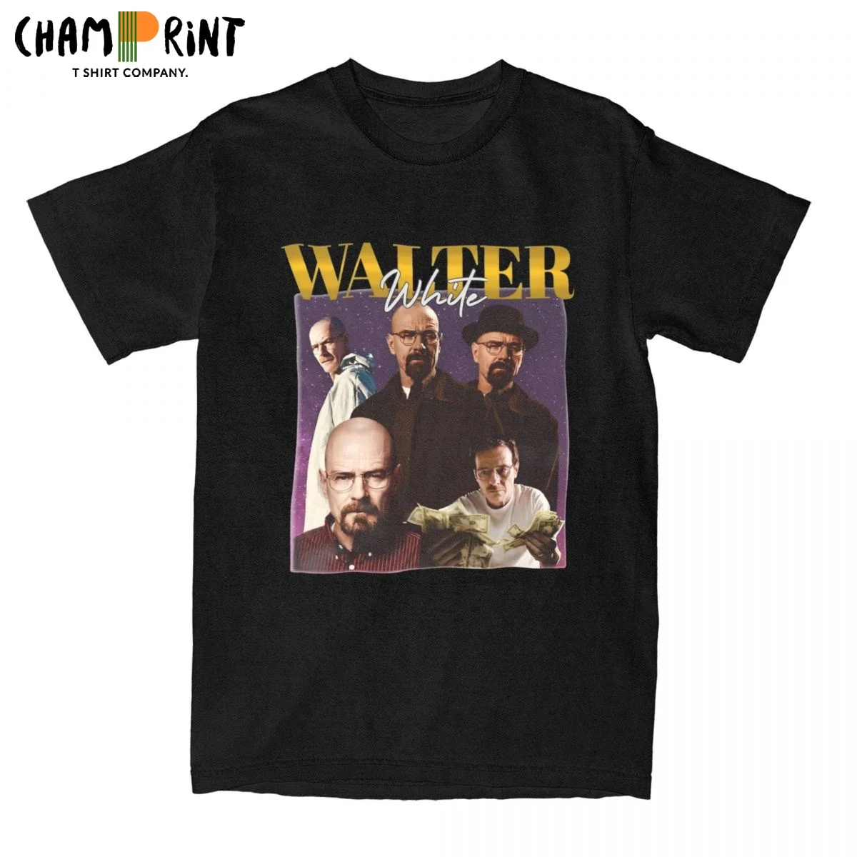 Heisenberg's Legacy Walter White T Shirt for Men Cotton Vintage T-Shirts Round Neck Breaking Bad Tee Shirt Short Sleeve Clothes