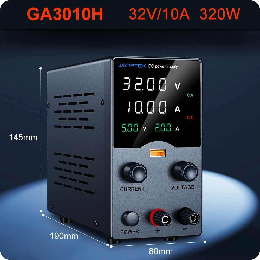Wanptek Labor-Netzteil, 30 V, 5 A, 30 V, 10 A, 60 V, 5 A, 120 V, 3 A, einstellbar, mit USB-Ausgang, Display, Laborbank, DC-Netzteil