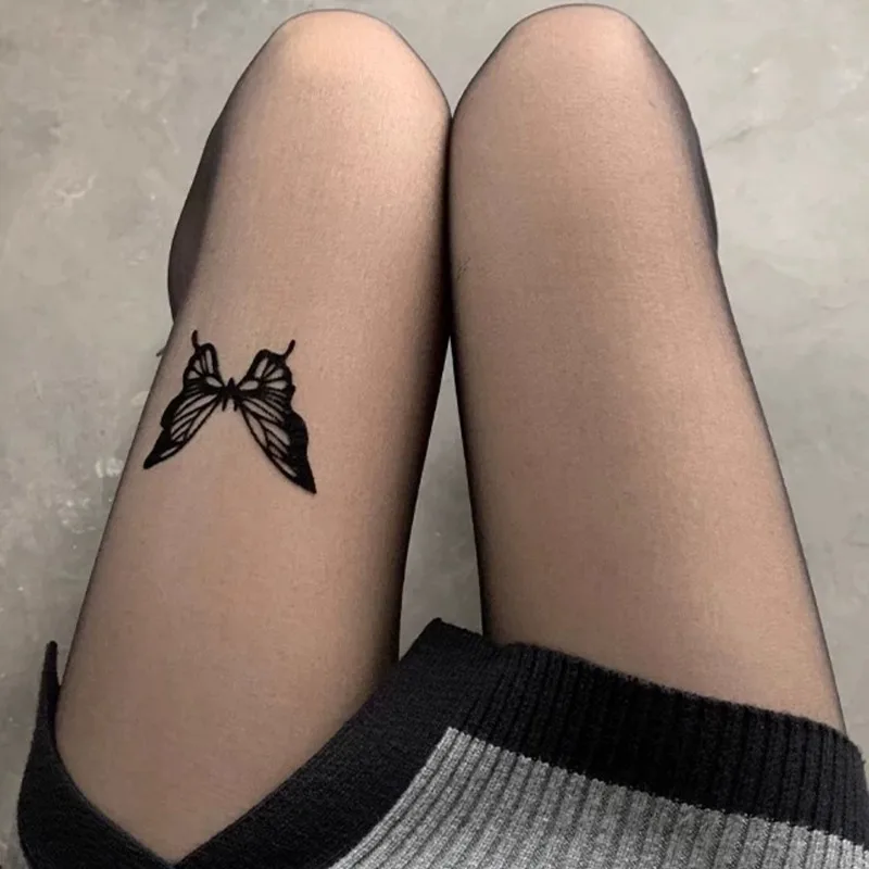 

Sexy Butterfly Tights Summer Women Girls Exquisite Print Thigh High Stockings Black Soft Comfortable Stockings Fashion Accessory