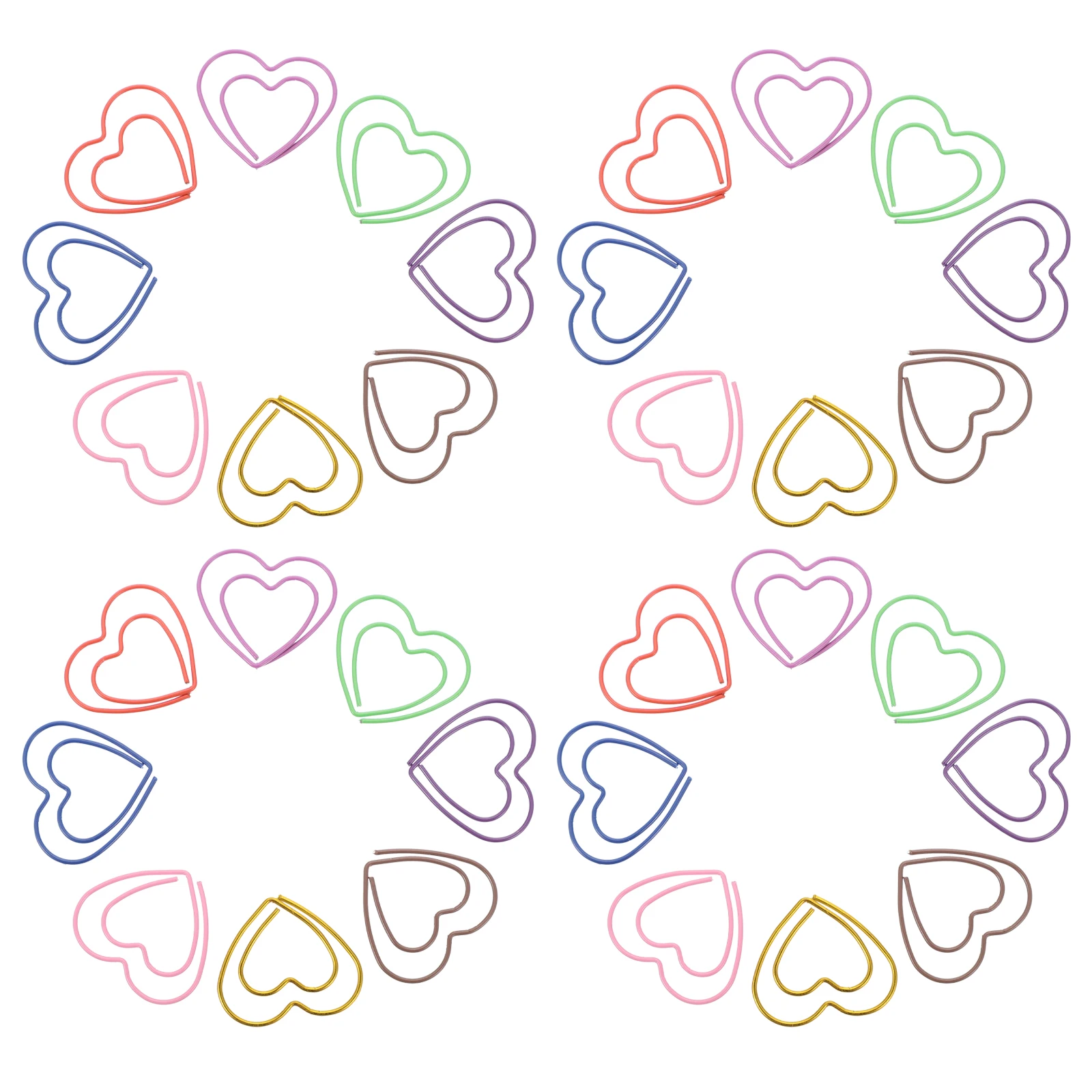 

50pcs Heart Shaped Paper Clips Colorful Metal Office Supplies Decorative Binder School Accessories