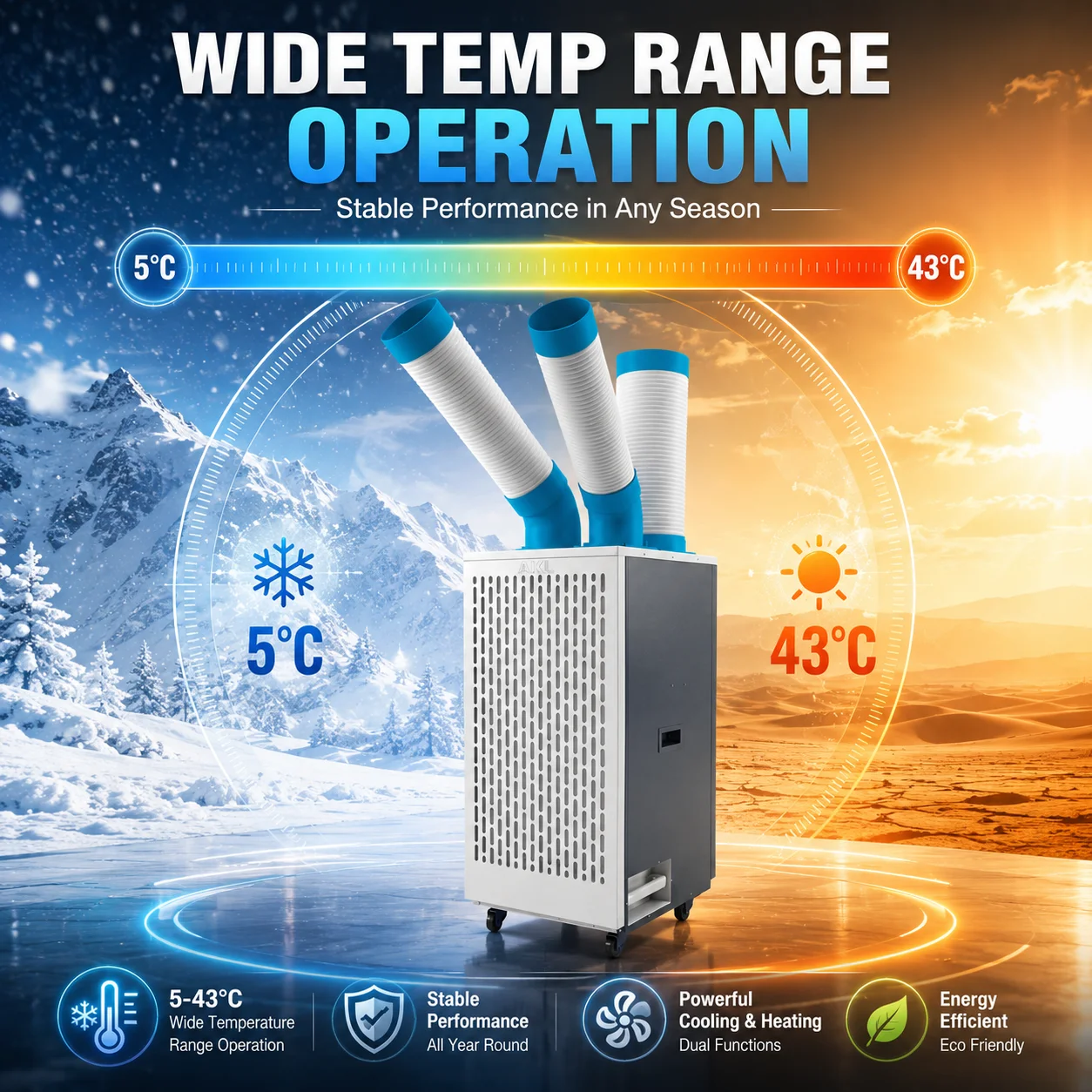 Mobile Portable Air Cooling Unit 18000BTU High EER Low Consumption Constant Temp Control Wholesale Bulk Supply OEM ODM Supported