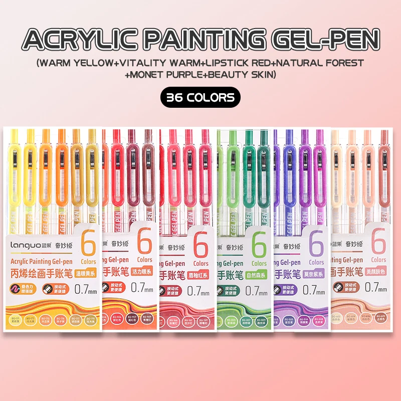 6-90 Farben Languo Acryl-Gelstift-Set, Handbuch-Stift, mehrfarbiger Neutralstift, Schreib- und Zeichenstifte für Schüler, D200 – Detail 29