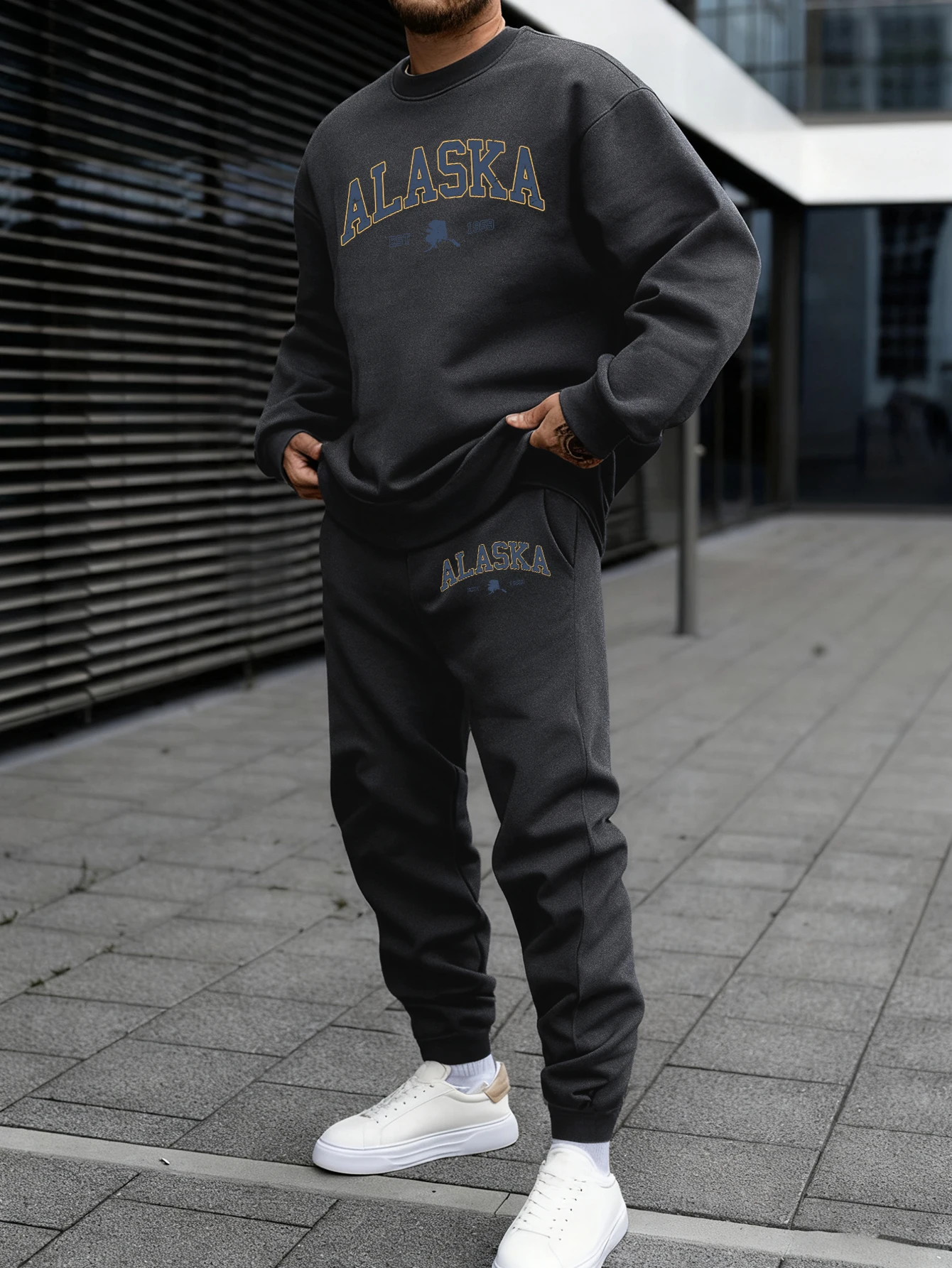 Alaska Amerika Brief Gedruckt Mode Pullover Männer All-Match Fleece Kleidung Herbst Oansatz Sweatshirt Set Weiche Sport Jogginghose